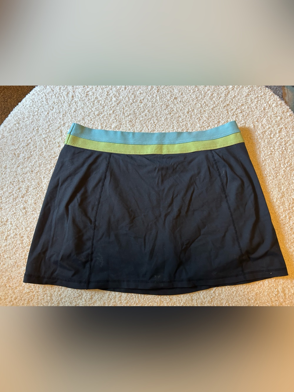 Life Is Good Black Skort with Green and Light Blue Waistband